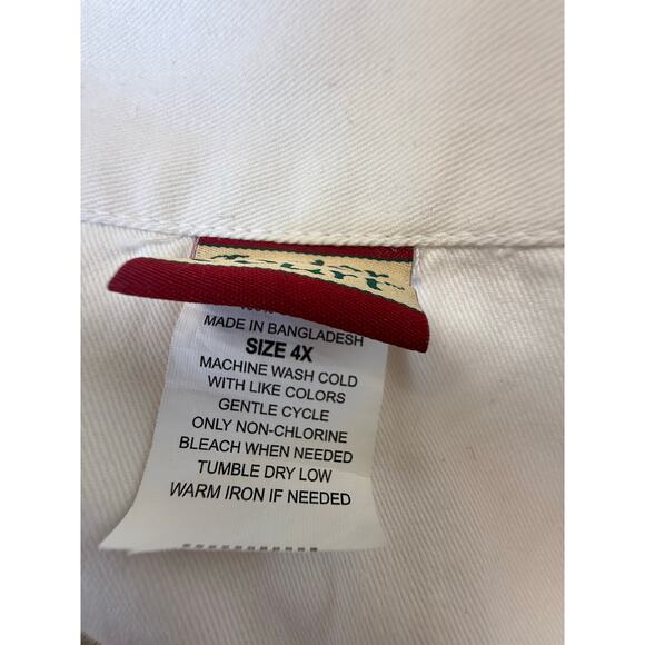 Jacket Tudor court size 4x women's White denim  2 big pockets dirty spots - Picture 2 of 16